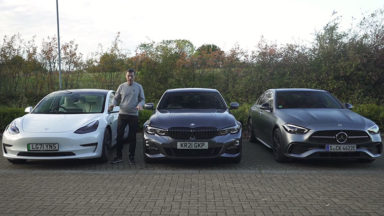 BMW 3, Mercedes-Benz C-Класс и Tesla Model 3