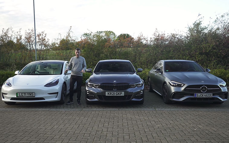 BMW 3, Mercedes-Benz C-Класс и Tesla Model 3